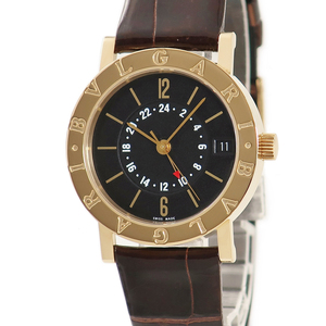 【3年保証】 ブルガリ ブルガリブルガリ GMT BB33GLGMT K18YG無垢 黒 バー アラビア 自動巻き メンズ レディース 腕時計