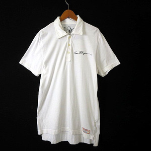 トゥルーレリジョン TRUE RELIGION USA製 ポロシャツ ロゴ プリント 半袖 M 白 ホワイト アメリカ製 国内正規品 メンズ
