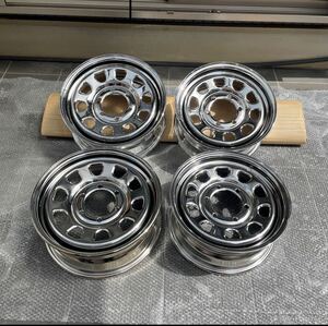 15インチ デイトナホイール 4本セット 【15×6.5J+38 6H PCD139.7】 クロームメッキ 200系ハイエース 等 スチールホイール