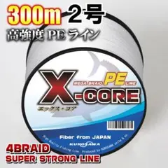 高強度PEラインX-CORE２号28lb・300m巻き 白 ホワイト！