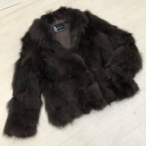 □356-8 高級 本毛皮 FOX フォックス ブルーフォックス フォックスコート 毛皮コート ハーフコート コート アウター 上着 レディース M