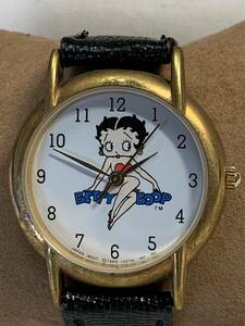 Ｂ781　腕時計　BETTY BOOP/ベティ・ブープ　Tali 1989 KFs,INC ベティちゃん　3針　レザーベルト　The Hearst Corp　アンティーク