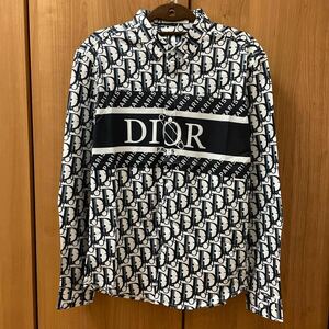 Christian Dior Paris クリスチャンディオール パリ ブランドロゴ 総柄 シャツ メンズ Lサイズ