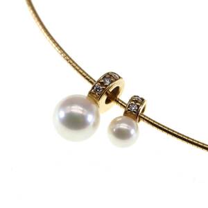 MIKIMOTO ミキモト ネックレス K18 パール 真珠×ダイヤ オメガ スネークチェーン ベビーパール 4.2 6.2mm チョーカー