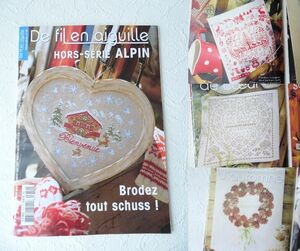 De fil en aiguille no.19 フランス クロスステッチ 雑誌 刺繍 手芸 サンプラー 図案 チャート 赤色刺繍 一本刺し クリスマス