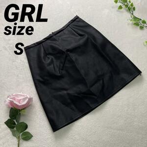 美品 GRL グレイル ブラック ミニスカート エコレザー S 黒 ブラック