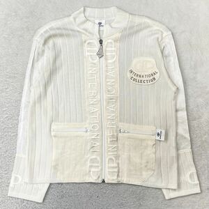 INTERNATIONAL ニットジャケット ジップカーディガン 羽織り ライトアウター シアースリーブ 透け感 レディース フリーサイズ 日本製
