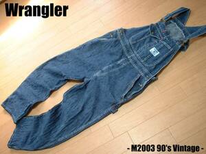 WranglerインディゴデニムM2003オーバーオールL(W32)正規ラングラーJEANSジーンズ90sビンテージVINTAGE繋ぎツナギBLUE BELLブルーベル