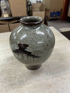 FJ0607 古染寿老人茶壺　江戸期染付き 茶道具 日本古玩 伝世品焼物　花瓶