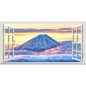 【パノラマ窓仕様】黄金富士 八ヶ岳から望む朝日に染まる雲上の富士山 神秘的 絶景 壁紙ポスター 1152mm×576mm はがせるシール式 M012MS1