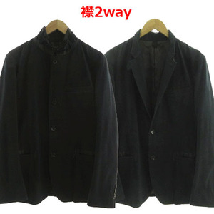 ダナキャランニューヨーク DKNY ジャケット スタンドカラー テーラードカラー 2way 切替え コットン混 ブラック 黒 M メンズ