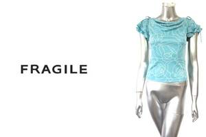 二点落札で送料無料！ FRAGILE フラジール 半袖 トップス 水色 ブルー 36 レディース カットソー　バラ　花柄