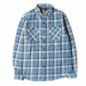 RRL ダブルアールエル シャツ サイズ:S インディゴチェック ワーク シャツ インディゴ ラルフローレン トップス カジュアルシャツ 長袖