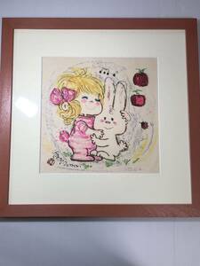 水森亜土　直筆画　個展購入品　額装　絵画 