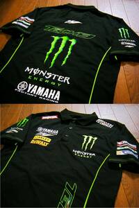 伸縮/良品〇YAMAHA FACTORY RACING シャツ L スポンサーロゴ多数 MONSTER ENERGY 黒色