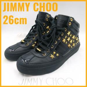 ジミーチュウ スタースタッズ ハイカットスニーカー 42サイズ 約26cm ブラック×ゴールド JIMMY CHOO メンズスニーカー 靴 