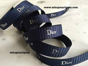 Dior◆ディオールリボン 限定 紺色 ネイビー x シルバーロゴ入り 正規品 リボン 新品 クリスチャンディオール ラッピングリボン