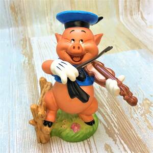 レア★WDCC 三匹の子ぶた Three Little Pigs フィドラー・ピッグ 次男 木★陶器製 フィギュア ディズニー Disney TDL 訳有品