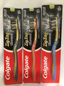 Colgate コルゲート tooth brush 歯ブラシ ZigZag Charcoal MEDIUM 3本 ヘッド大 送140