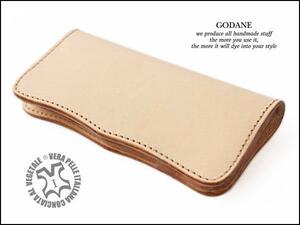 スーパーセール★ゴダン GODANE特注 イタリア製ヌメ革 ハンドメイド 長財布 長札 1002Nat 