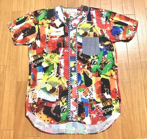 コムデギャルソン shirt 13ss カラフル マルチカラー ベースボールシャツ レーヨン半袖シャツ ロゴ 総柄