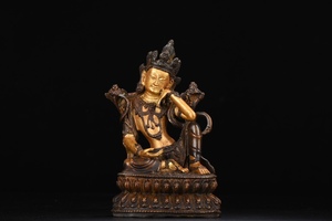 【典藏*銅製流金*自在觀音像】藏傳仏像 仏教古美術品 置物 賞物 中国古玩