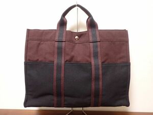 豊G523/1J●HERMES エルメス フールトゥMM ハンドバッグ トートバッグ キャンバス 中古品●