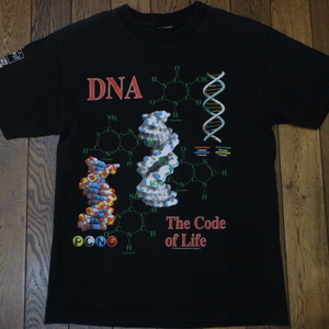 90s DNA The Code of Life Tシャツ Supremeサンプリング 元ネタ ブラック サイエンス イラスト 人体 科学 アート スーベニア 90s USA古着