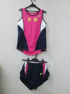 (15)☆アシックス ASICS 女子陸上競技用 セパレート ユニフォーム サイズL ピンク×ネイビー