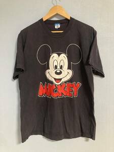 ★80s ビンテージ DISNEY ディズニー MICKEY ミッキーマウス Tシャツ USA製 ブラック フェード キャラクター ミッキー OLD オールド