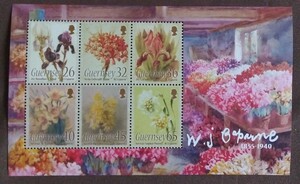 ガーンジー島　2005 W・J・カパーン 生誕100周年 イギリス領園芸家　画家　絵画　美術　アイリス　芸術　植物　花　未使用糊あり