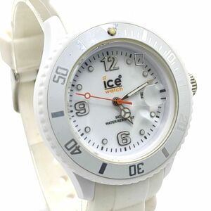 【電池切れ】Ice watch　アイスウォッチ　クォーツ腕時計　白文字盤　ホワイト　ラバーベルト　ケース幅：3.5　