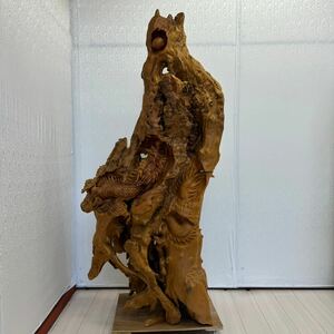 【直接引取り限定】木彫 龍 大型 置物 高さ約178cm 重量約65kg