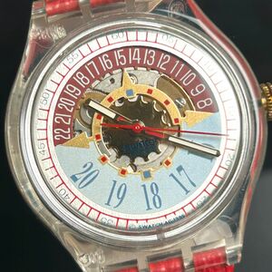 1996年 アトランタ五輪 新品 SWATCH スウォッチ AUTOMATIC AG1995 腕時計 自動巻き メカニカル 23石 スケルトン アナログ レッド ゴールド