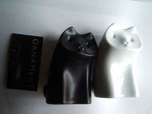 ◆森正洋　猫　オーナメント　★白猫　黒猫　陶器置物　1964年デザイン復刻