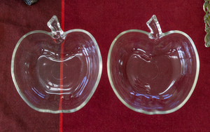 1950年代 ヘーゼルアトラス アップル ボウル 小サイズ 2個 クリア りんご スナックボウル リンゴ デザート トリンケット トレイ 菓子器
