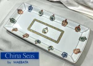 前畑陶器/MAEBATA チャイナシーズ China Seas チャイニーズボトル デザイン 長角皿/スクエア 33×16 cm used コレクション 中古 経年保管品