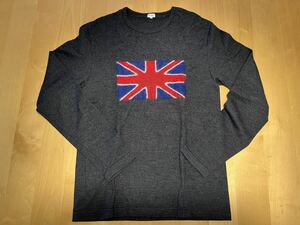 ポールスミス　人気のグレイ　ユニオンジャックモチーフ　希少生産終了品　ウール100% 　良質なセーター　日本製