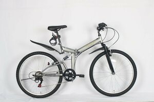 【従来より25%軽いシフト感】26インチMTB折りたたみ自転車 AJ-02Nシマノ6段変速ガンメタリック【本州・四国 送料無料】 フルサスペンション