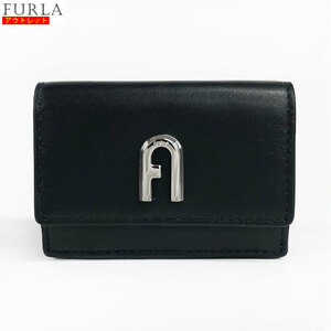 FURLA フルラ 新品・アウトレット 三つ折り財布 WP00122 AX0733 ムーン ミニ財布 コンパクトウォレット レザー ロゴ ブラック 送料無料