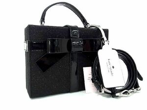 ■新品■未使用■kate spade ケイトスペード K5998 グリッター×パテントレザー リボン 2WAY クロスボディ ショルダー ブラック系 AP6506