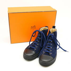【お値引き】HERMES エルメス レザースニーカー 靴 セリエ スエード ブルー 青 #36 1/2 日本サイズ約22.5cm