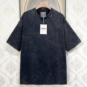 絶賛EU製＆定価2万◆UABONI*Paris*半袖Tシャツ*ユアボニ*パリ発◆上級 薄手 ヴィンテージ加工 カットソー レトロ ゆったり 夏 メンズ M