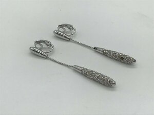 ■【YS-1】 スワロフスキー Swarovski ■ クリスタル イヤリング ■ クリア × シルバー色 全長6cm 【同梱可能商品】K■