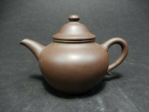 中国　紫泥　中国泉洲　後手急須　印有　茶注　煎茶道具　茶道具　コレクション　M-360