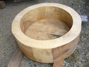 16-39　栃（トチ）の茶櫃乾燥材（尺１寸）・・茶櫃・取り込み盆・こね鉢・ボール・ロクロ・挽きもの・刳りもの