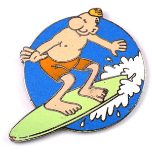 ピンバッジ・サーファー波乗りサーフィン海◆フランス限定ピンズ◆レアなヴィンテージものピンバッチ