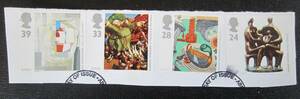 イギリス　英国　記念切手　1993年 C.E.P.T　ヨーロッパ切手　英国の現代美術作品　彫刻。版画、油絵など　4種完 初日押印紙付