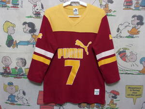 80s PUMA フットボールシャツ S 80年代 USA製 プーマ ナンバリング 7 FOOTBALL 七分袖 Tシャツ トップス VINTAGE ビンテージ US古着