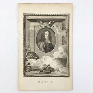 【銅版画】 ピエール・ベールの肖像画　William Walker　1778　イギリス　The Copper Plate Magazine　挿絵　アンティーク　博物画